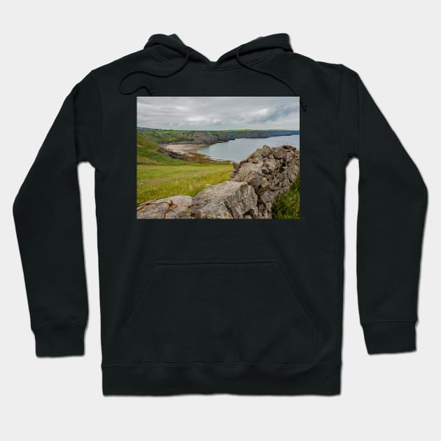 A view of Fall Bay on the South Welsh coast from the cliffs of the Welsh Coastal path Hoodie by yackers1